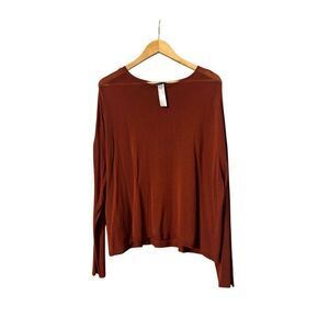 Eileen fisher seamless sleek tencel lyocell knit lightweight long sleeve top pap